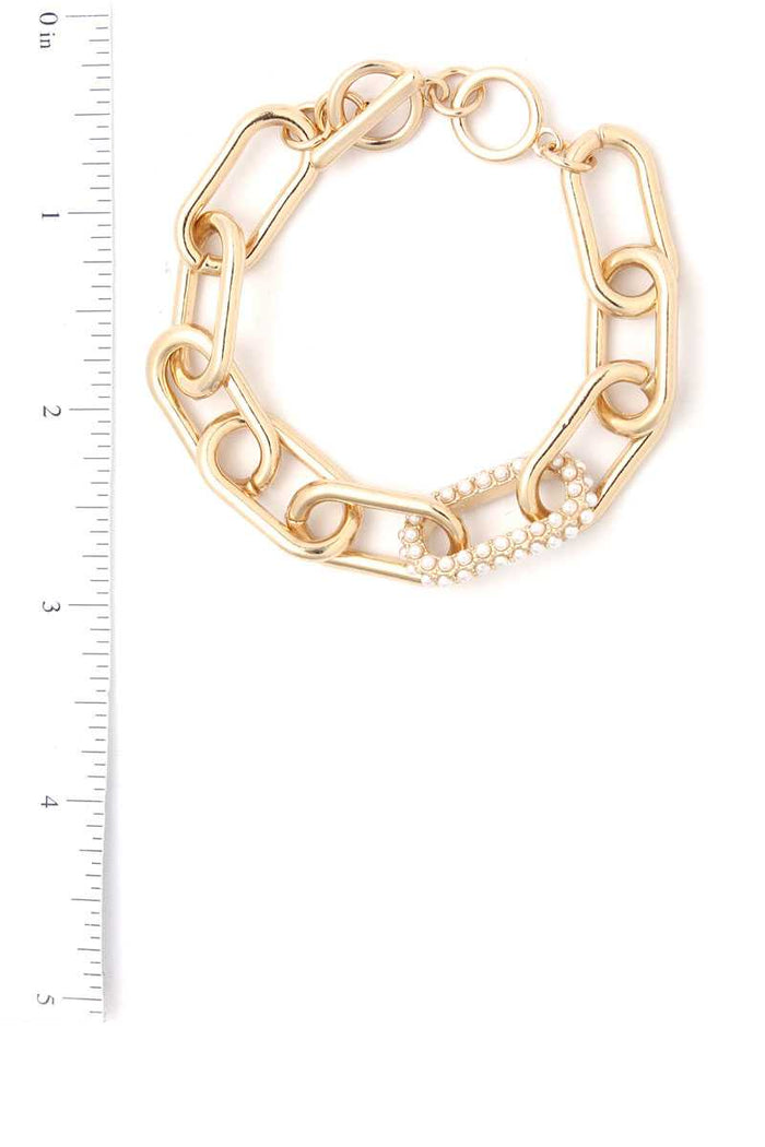 Pearl Oval Shape Metal Bracelet