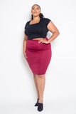 Plus Size Everyday Basic High Waist Pencil Midi Skirt