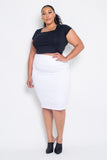 Plus Size Everyday Basic High Waist Pencil Midi Skirt