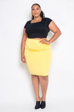 Plus Size Everyday Basic High Waist Pencil Midi Skirt