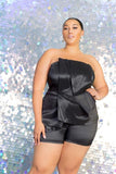 Plus Size Strapless Peplum Romper