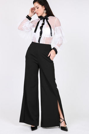 Side Slit Detail Wide Leg Pants