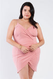 Plus Size Wrap Front Ruched Bodycon Mini Dress