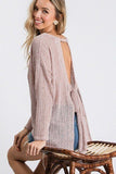 Open Back Detail Long Sleeve Top With Self Tie