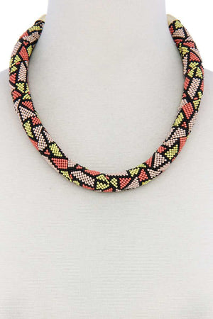 Abstract Pattern Seed Bead Necklace