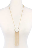 Open Circle Chain Multi Strand Pendant Necklace