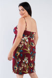 Plus Size Floral Surplice Tulip Mini Dress