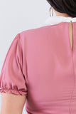 Plus Size Chiffon Embellished Peter Pan Collar Top