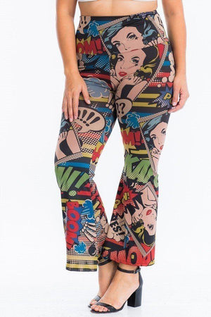 Comic Print, Flared Yoga Pants