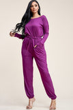 Solid Rayon Spandex Slouchy Jumpsuit With Pockets