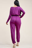 Solid Rayon Spandex Slouchy Jumpsuit With Pockets