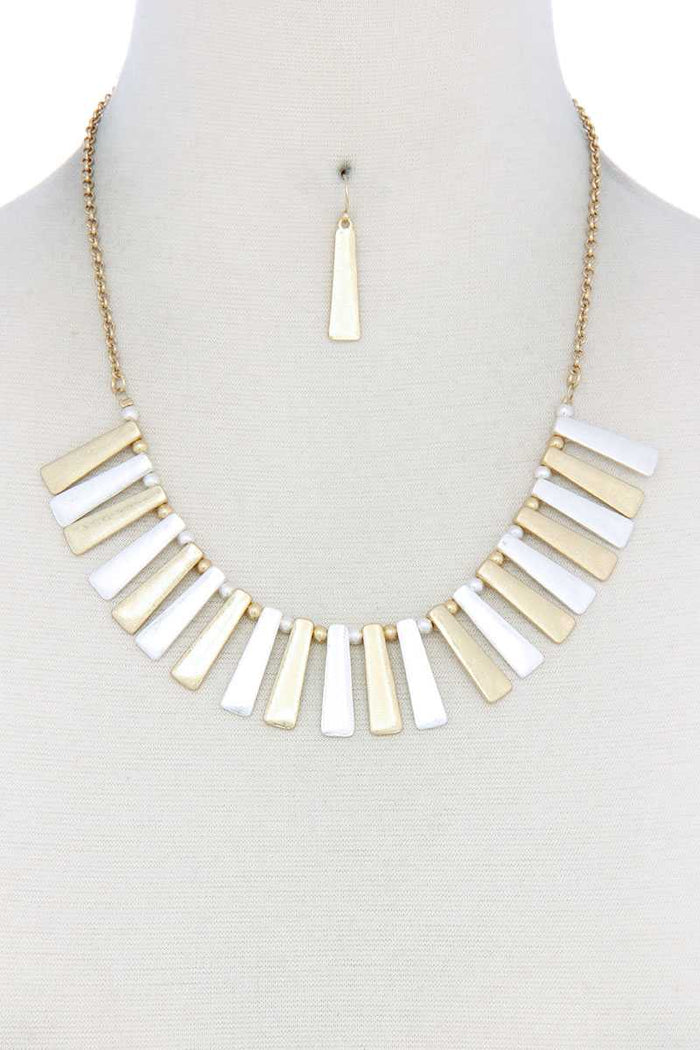 Metal Bar Bib Necklace