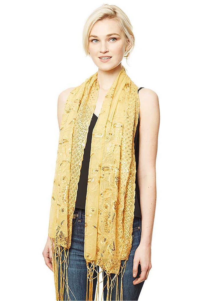 Flower Embroidery Party Shawl Scarf