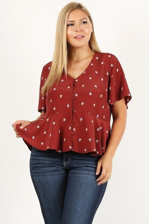 Plus Size Printed Short Sleeve Top