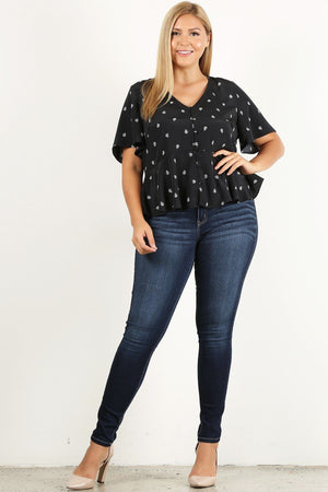 Plus Size Printed Short Sleeve Top