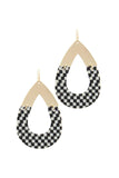 Half Metal Half Pattern Teardrop Shape Earring