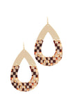 Half Metal Half Pattern Teardrop Shape Earring