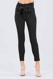 High Waisted Belted Pegged Stretch Pant