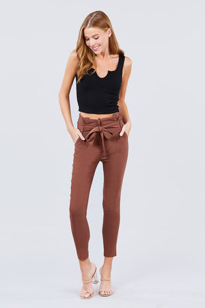 High Waisted Belted Pegged Stretch Pant