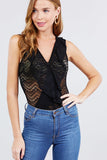 Sleeveless Surplice W/ruffle Lace Bodysuit