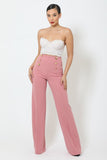 High-waist Crepe Pants With Buttons