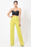 High-waist Crepe Pants With Buttons