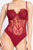 Sheer Mesh Lace Teddy