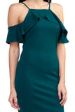 Ruffle Open Shoulder Halter Dress