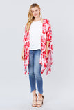 Slide Slit Print Kimono Cardigan