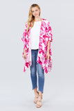 Slide Slit Print Kimono Cardigan