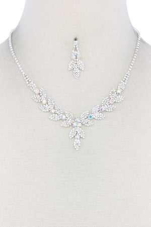 Leaf Shape Rhinestone Necklace