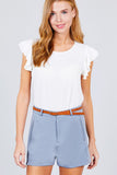 Front Slit Hem W/pocket And Belt Short Pants