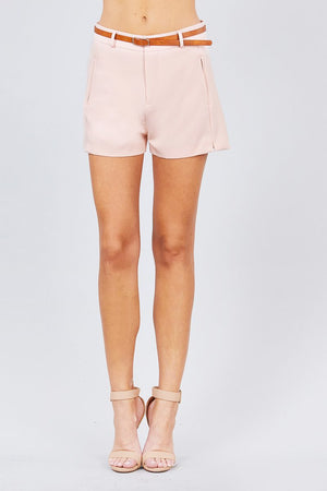 Front Slit Hem W/pocket And Belt Short Pants