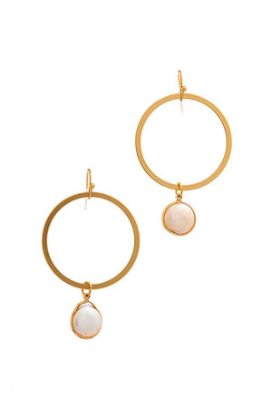 Designer Modern Pearl Drop Hoop Earring