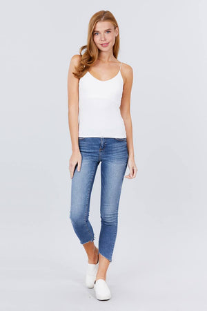 Double V-neck 2 Ply Rib Knit Cami Top