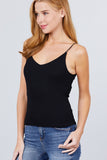 Double V-neck 2 Ply Rib Knit Cami Top