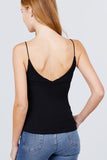 Double V-neck 2 Ply Rib Knit Cami Top