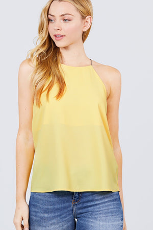 Elastic String Halter Neck Woven Top