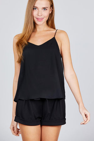 Double V-neck Cami Woven Top