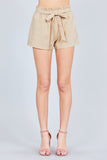 Paper Bag W/bow Tie Short Linen Pants