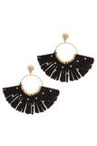 Metal Bead Suede Tassel Drop Earring