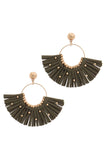 Metal Bead Suede Tassel Drop Earring