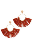 Metal Bead Suede Tassel Drop Earring