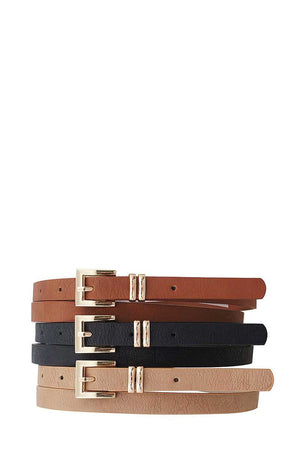 3 Pc+u2:u130s. Stylish Angled Buckle Skinny Belts