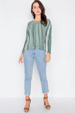 Tie-dye Print High-low Long Sleeve Top