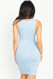 Sleeveless V Neck Double Zipper Dress