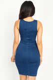 Sleeveless V Neck Double Zipper Dress