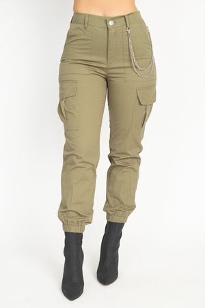 Chain Cargo Twill Jogger Pants