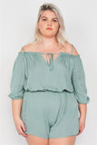 Junior Plus Size Cold Shoulder Keyhole Romper