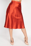 A-line Satin Midi Skirt